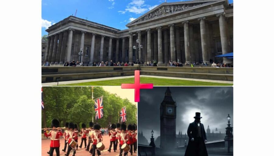 Bundle: British Museum-Changing of the Guard-Jack the Ripper - A London day that switches gears fast: Guard, museum, and Ripper at dusk