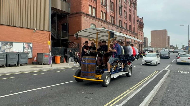 LIVERPOOL BEER BIKE WITH BEER INCLUDED - Boarding the 15-Person Bike: What Comfort and Weather Protection Really Mean