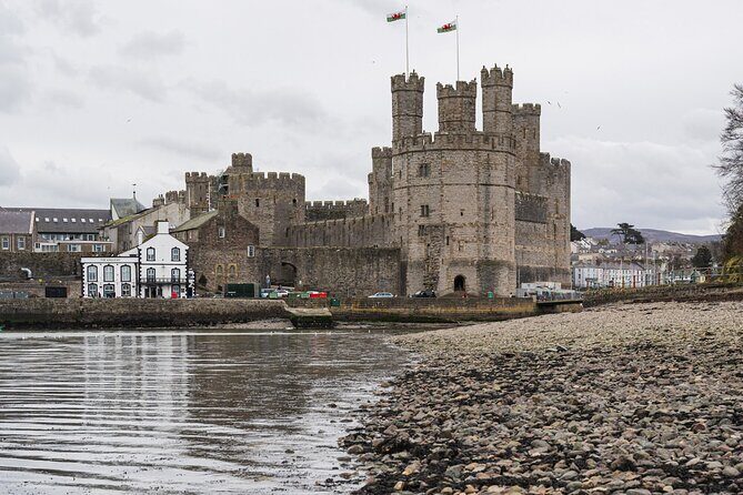 Llanberis, Conwy and Caernarfon Castle: A Self-Guided Driving Tour of Snowdonia - Menai Bridge Viewpoint and the Menai Suspension Bridge with Lewis Carroll