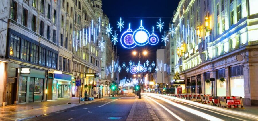 London: Christmas Lights Self Guided Walking Tour - Leicester Square: Christmas Market Energy, Games, Food, and Lights