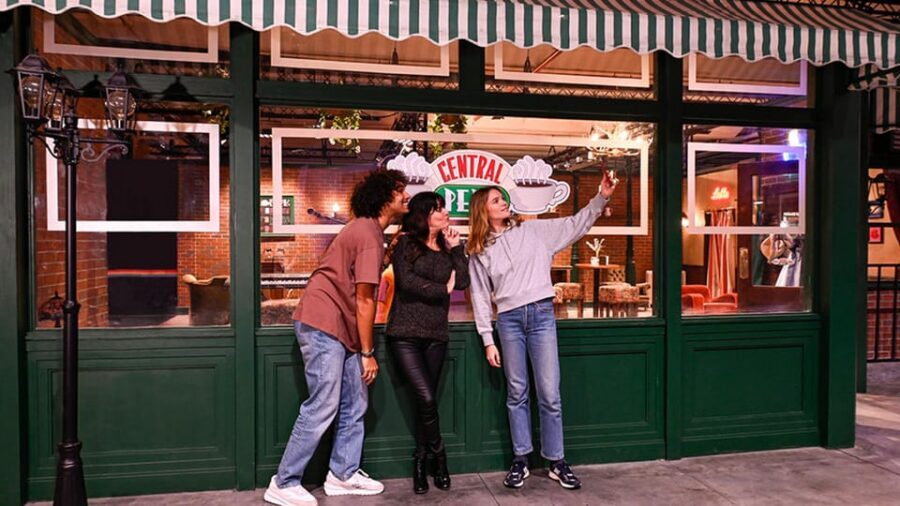 London: The FRIENDS™ Experience Entry Ticket - Walking into the show: fountain, purple door, and Central Perk