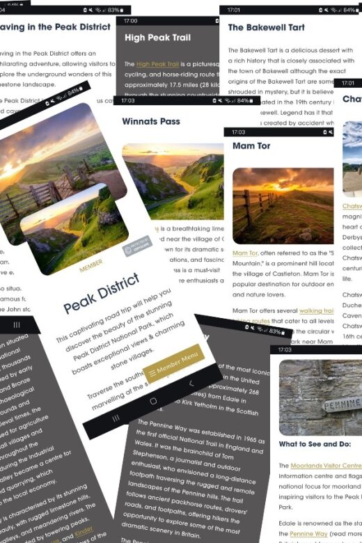 Peak District (Yorkshire): Online Road Trip Guidebook - White Peak Region: market towns and classic Peak District town breaks